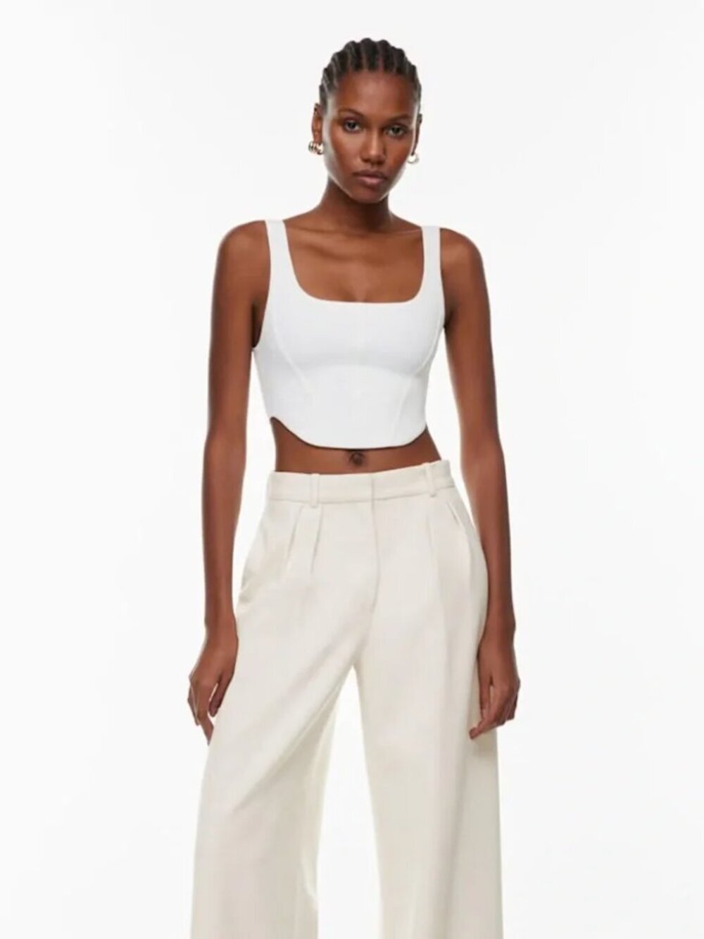Aritzia Babaton Sculpt Knit Cropped Bustier Tank White Size Small
